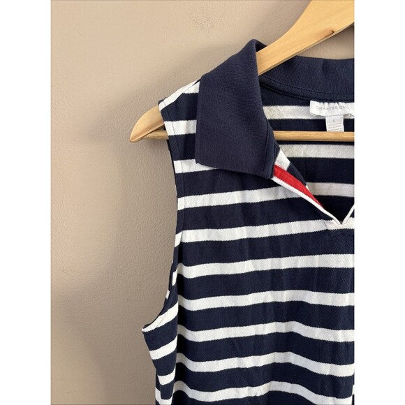 Charter Club Women’s Navy Striped Sleeveless Collared Dress Size Large - Picture 3 of 7